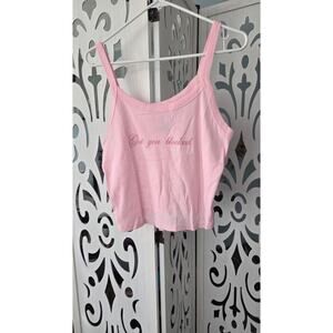 Sabrina Carpenter Got You Blocked Pink Crop Tank XXL Graphic Cami Y2K